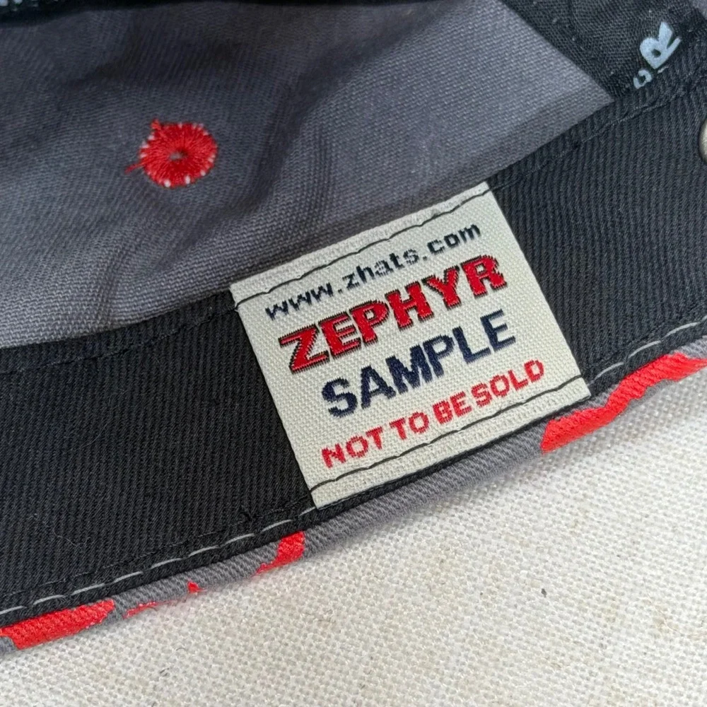 Zephyr Detroit Red Wings Hat OSFM Grey Red Rose Print 5 Panel Sample Cap